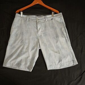 Travis Mathew Shorts Mens 36 Gray Palm Tree Chino Stretch Golf Casual Summer